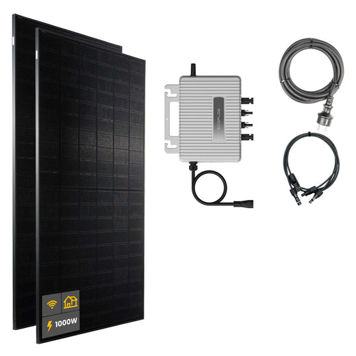 1000 W balcony power plant | Set with EcoFlow STREAM 800 W microinverter and 2x 500 W DAH solar panels without mounting bracket or storage