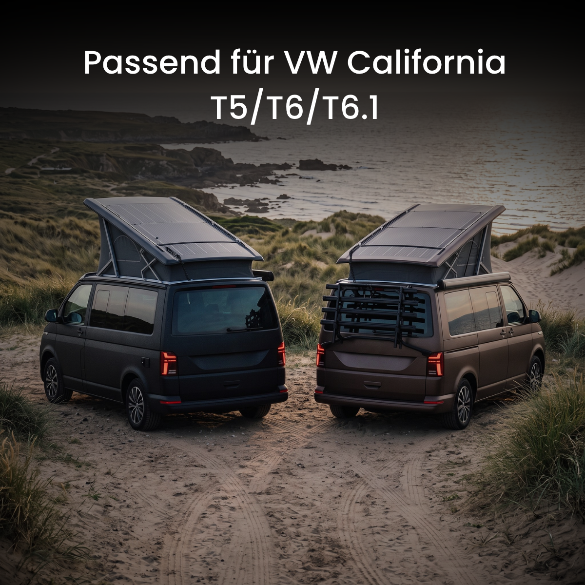 270 Wp Solarmodul-Set mit Halteplatte für VW California und SOLA Flex 135 Wp Solarmodul