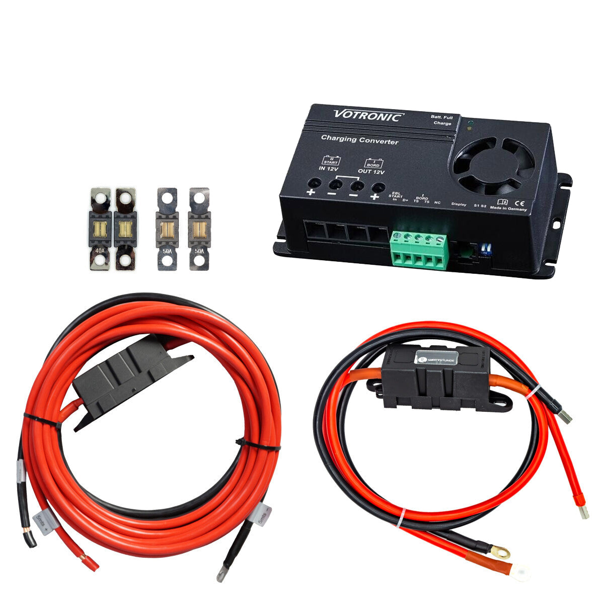 Charging booster set with Votronic 1212-30 and connection cable for starter and auxiliary battery 5 m