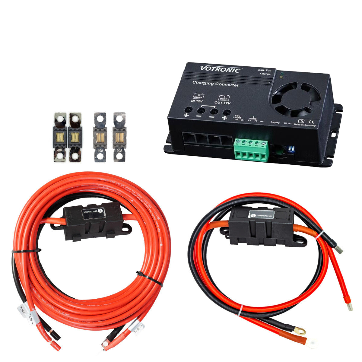 Charging booster set with Votronic 1212-30 and connection cable for starter and auxiliary battery 7 m