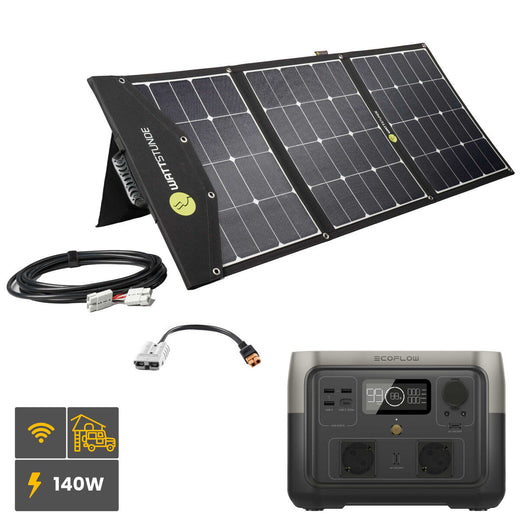 EcoFlow RIVER 2 MAX Powerstation Bundle mit WATTSTUNDE SOLA Ease 140W SunFolder Solartasche