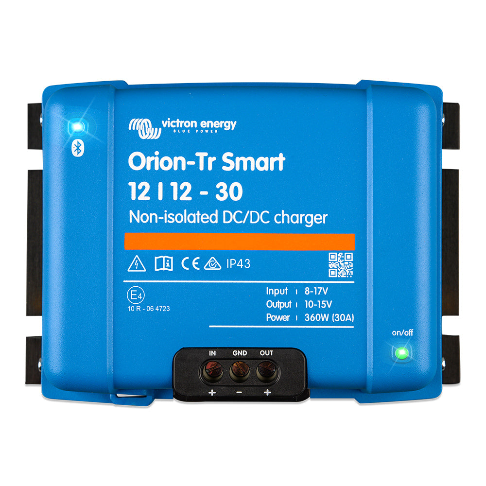 Charging booster set with Victron Orion-Tr Smart 12/12-30 non-insulated battery and 5m connection cable for starter and auxiliary battery