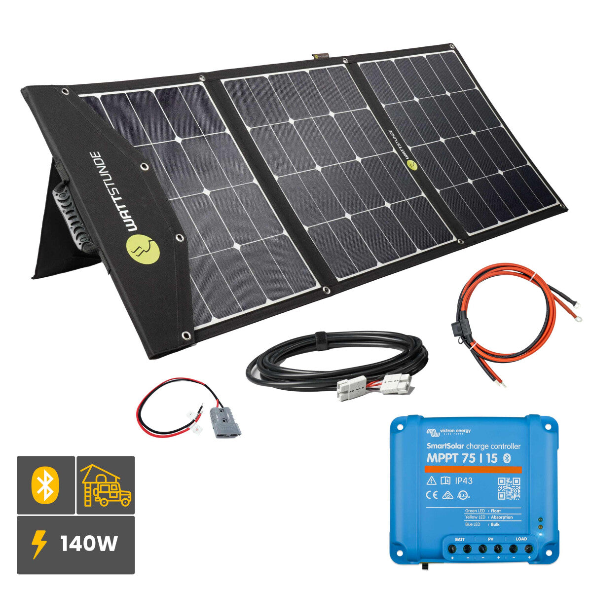 WATTSTUNDE® SOLA Ease 140Wp Solartasche Variationsset Victron Smartsolar 75|15 Ja