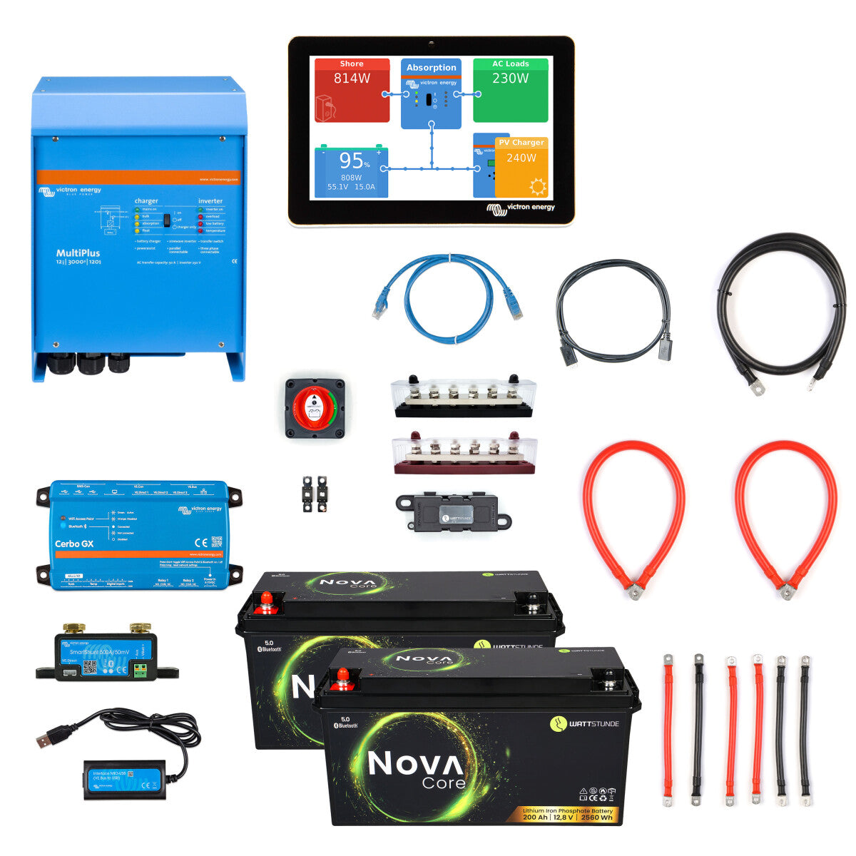 WATTSTUNDE® Motorhome Power Set 2400 W MultiPlus 12/3000 Elite