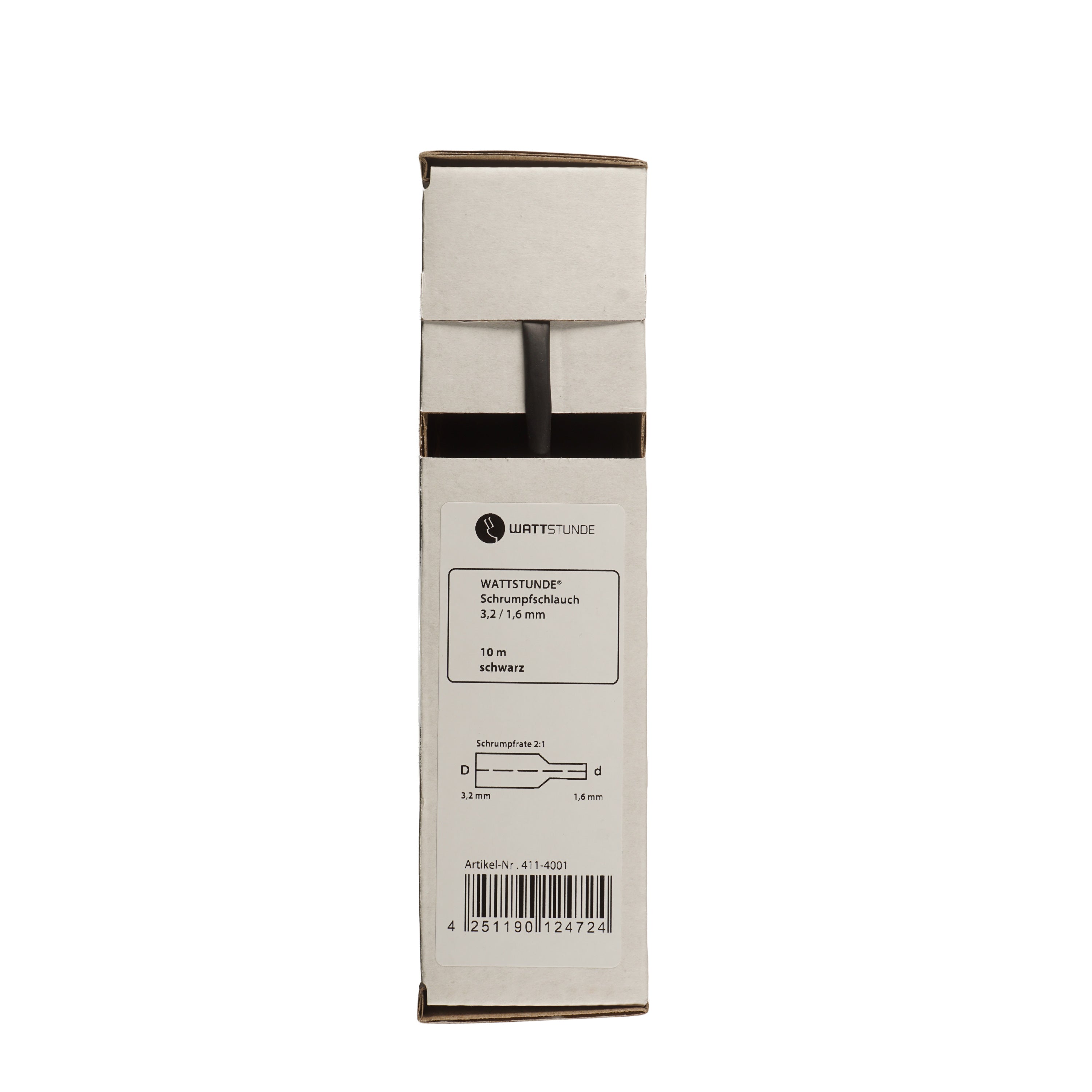 WATTSTUNDE® Schrumpfschlauch 3,2/1,6 mm 10 m schwarz
