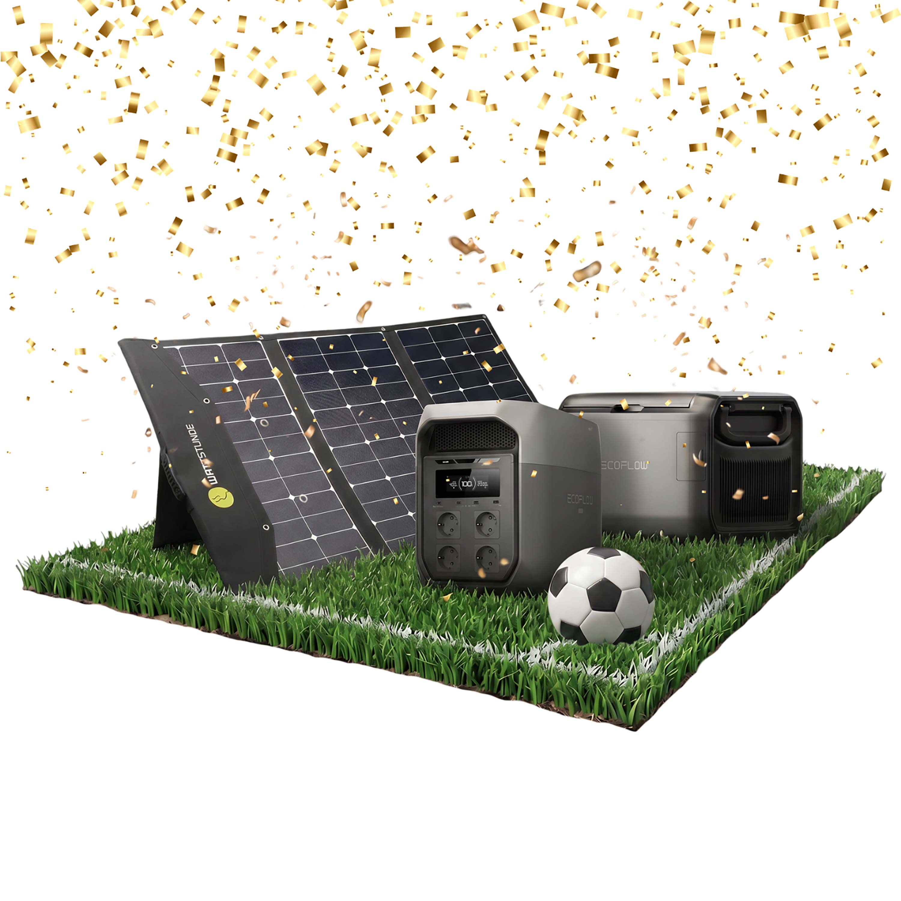 Spieltag-Premium-Set: EcoFlow DELTA 3 Max + WATTSTUNDE® SunFolder 200 W + EcoFlow GLACIER Classic 35 l