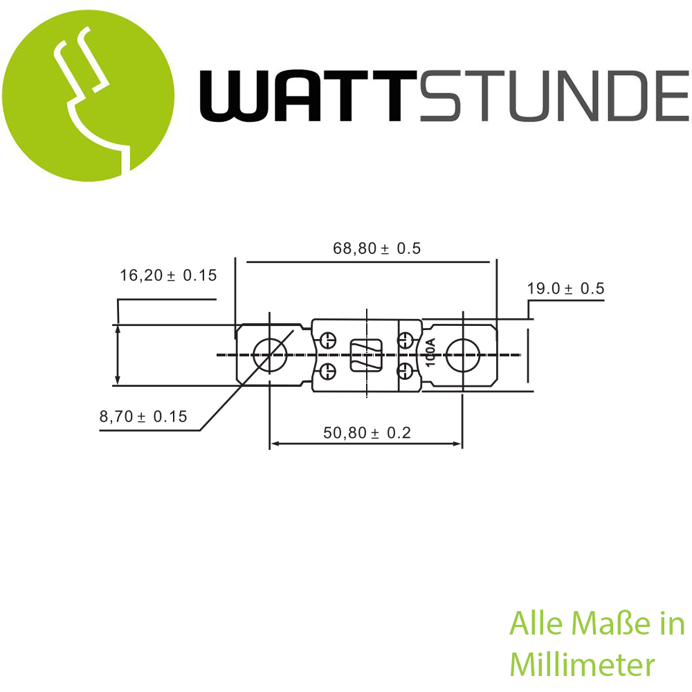 WATTSTUNDE® ANM High-load strip fuse 2 x 100 A
