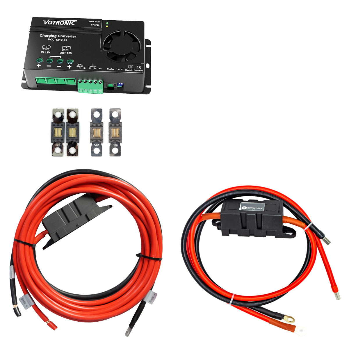 Charging booster set with Votronic 1212-30 and connection cable for starter and auxiliary battery 5 m