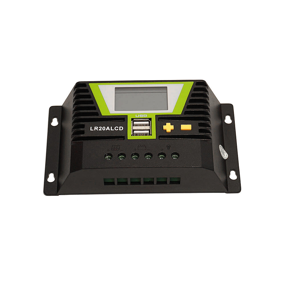 WATTSTUNDE® PWM Solar Laderegler 20 A mit LCD-Anzeige und USB-Ports für 12 V / 24 V Systeme
